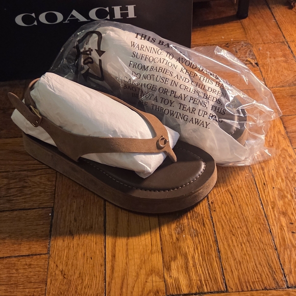 Coach Shoes - Coach Brown Platform Sandals
